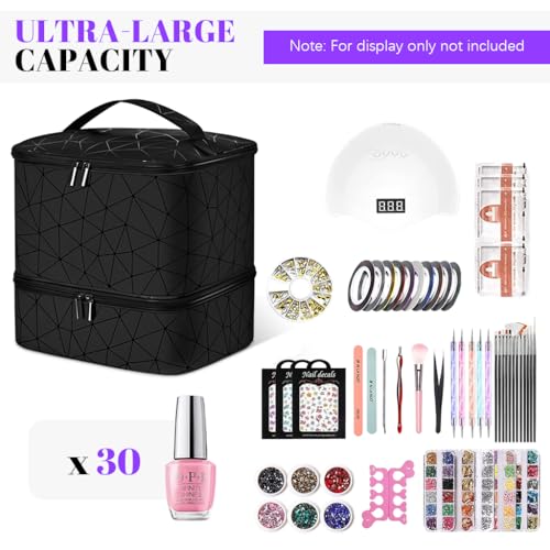 MAYCREATE® Travel Nail Polish Organizer Bag Large Capacity Double Layer Zipper Makeup for 30 Bottles Portable Art Tool Case with Handle Multi Pouches Cosmetic Storage 2 PCS MAYCREATE® Travel Nail Polish Organizer Bag Large Capacity Double Layer Zipper Makeup for 30 Bottles Portable Art Tool Case with Handle Multi Pouches Cosmetic Storage 2 PCS